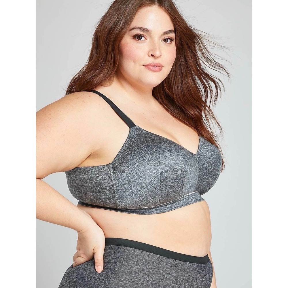 Cacique Lightly Lined Lounge Bra Wireless Pullover Comfort Heather Gray 42DD - Picture 3 of 9
